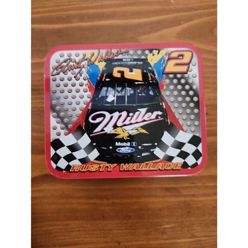 Miller car racing Rusty Wallace small metal tin canister storage container #2